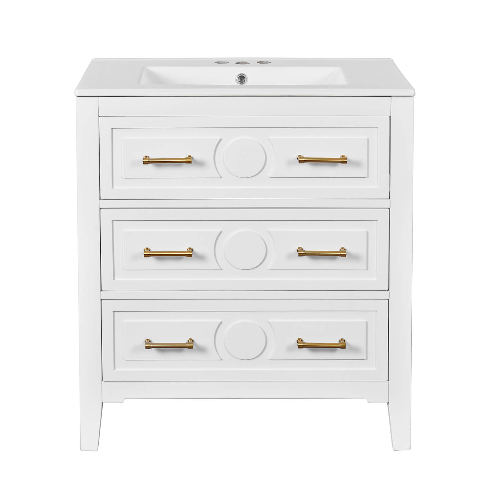 Classic White Vintage Bathroom Vanity with Solid Wood Legs