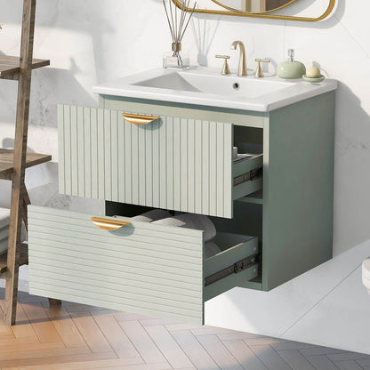 Compact sage green vanity for bathroom remodel