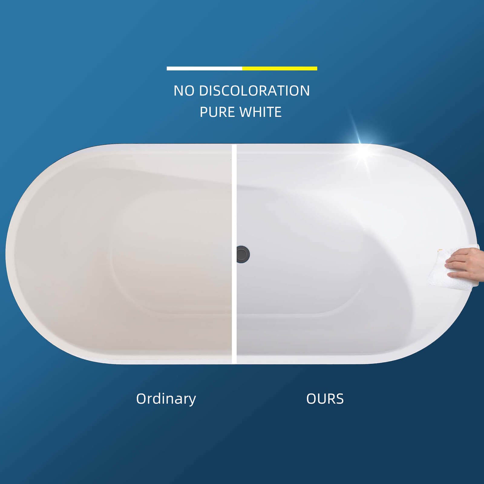 Comparison of the anti-oxidation effect of 67-inch flat-bottom acrylic bathtub