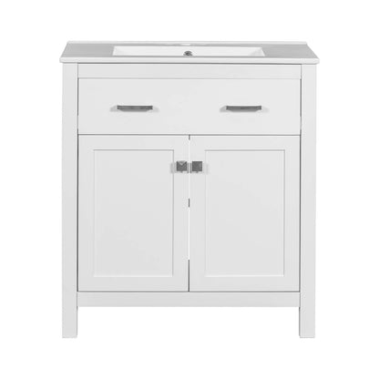 Contemporary white vanity with undermount sink and space-efficient design