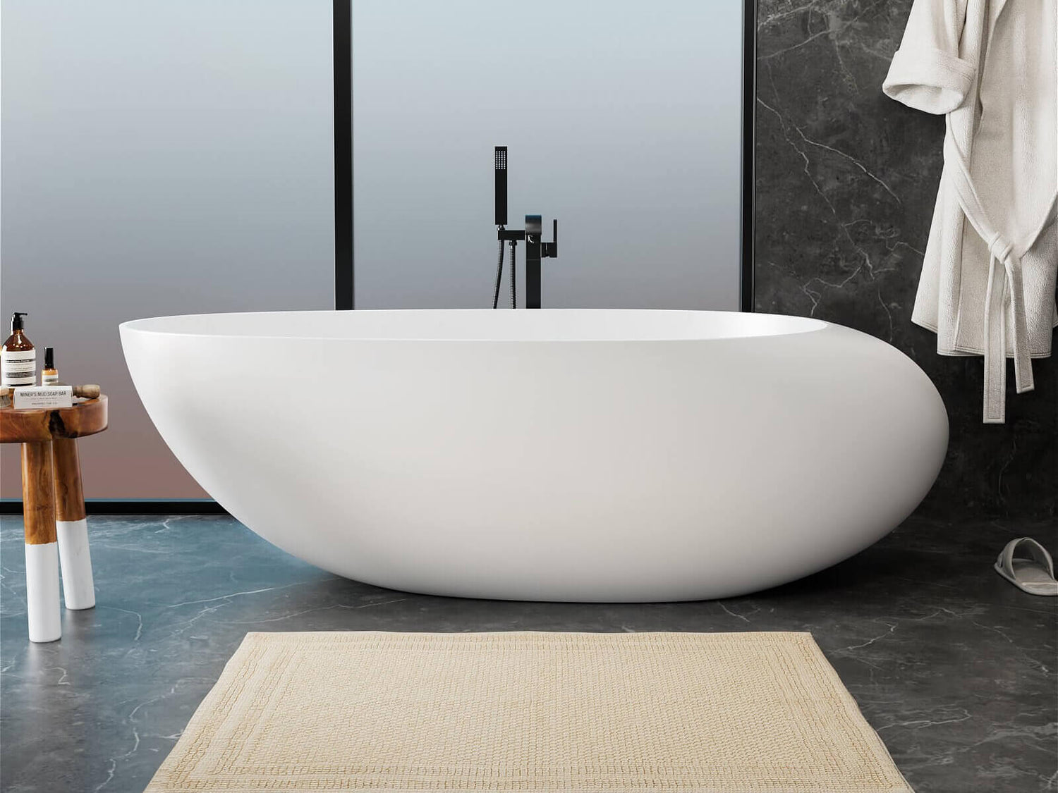 Creatively designed soaking tub