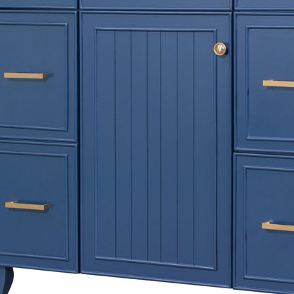 Design Display of Door Panels for 36 Inch Blue Bathroom Vanity Cabinet with 4 Drawers