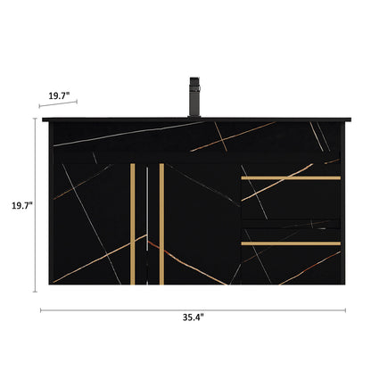 Dimensions and Specifications for 36 Inch Floating Bathroom Vanity with Marble Top
