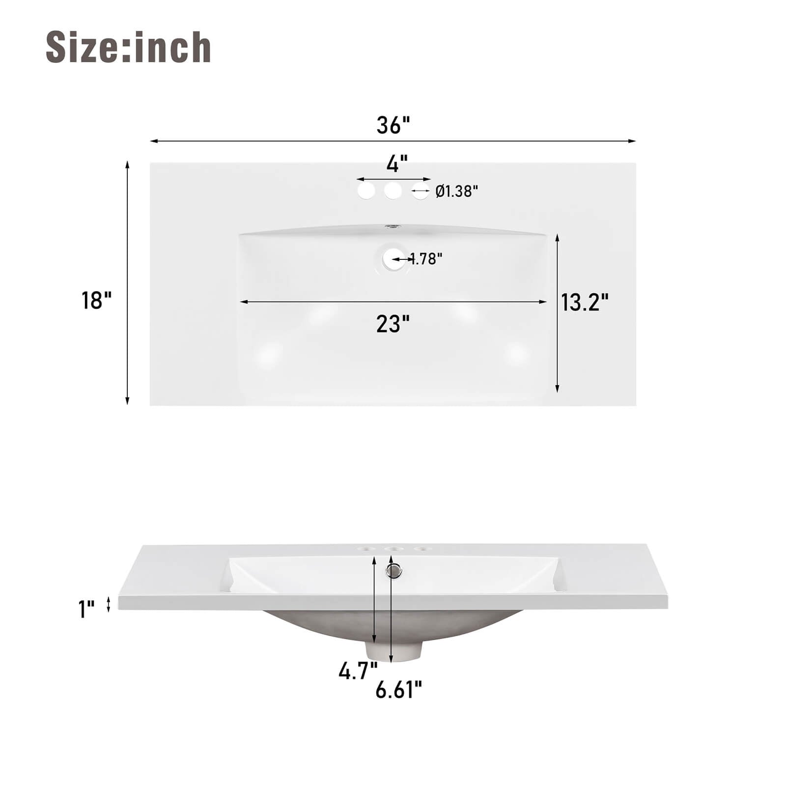 Dimensions of sink with integrated USB charging 36 inch grey bathroom vanity