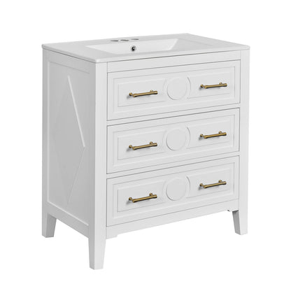 Durable White Vintage Vanity with Waterproof Protection