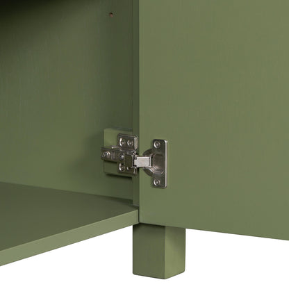 Durable olive green bathroom vanity with soft close hinges_ ideal for organizing bathroom essentials