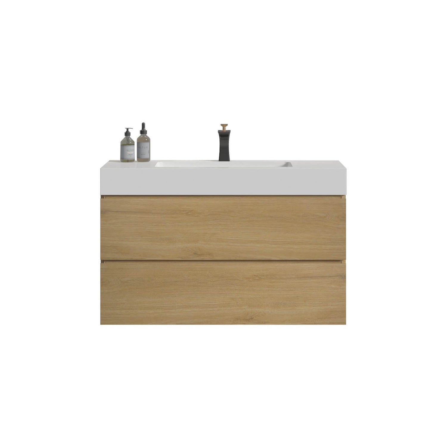 Elegant 36 inch Oak Vanity with White Single Sink