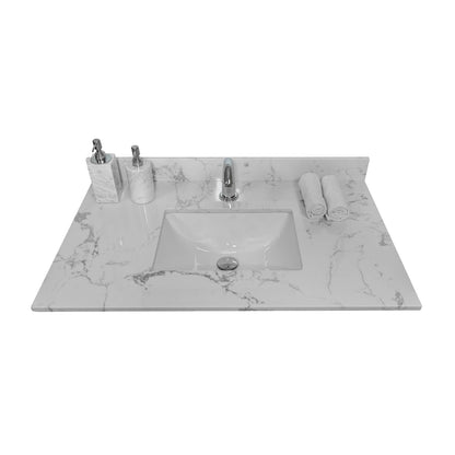 Elegant Carrara marble countertop with undermount ceramic sink for bathroom