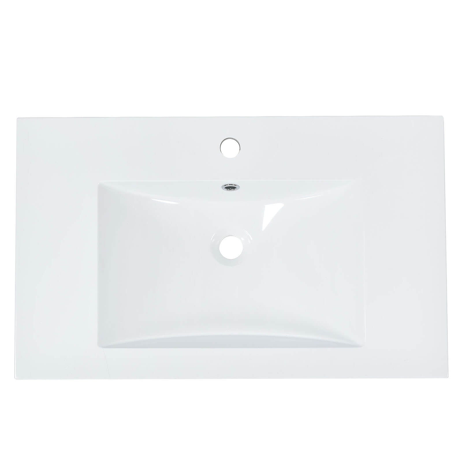 Elegant rectangular ceramic sink of the 30 in Minimalist Burlywood Bathroom Vanity