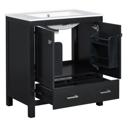 Elegant black vanity with water-resistant coating for long-lasting durability