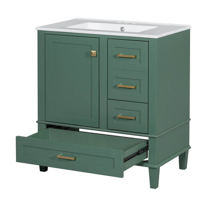 Elegant deep green bathroom vanity with top for small bathrooms