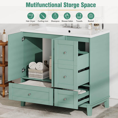 Elegant mint green vanity with smart design features