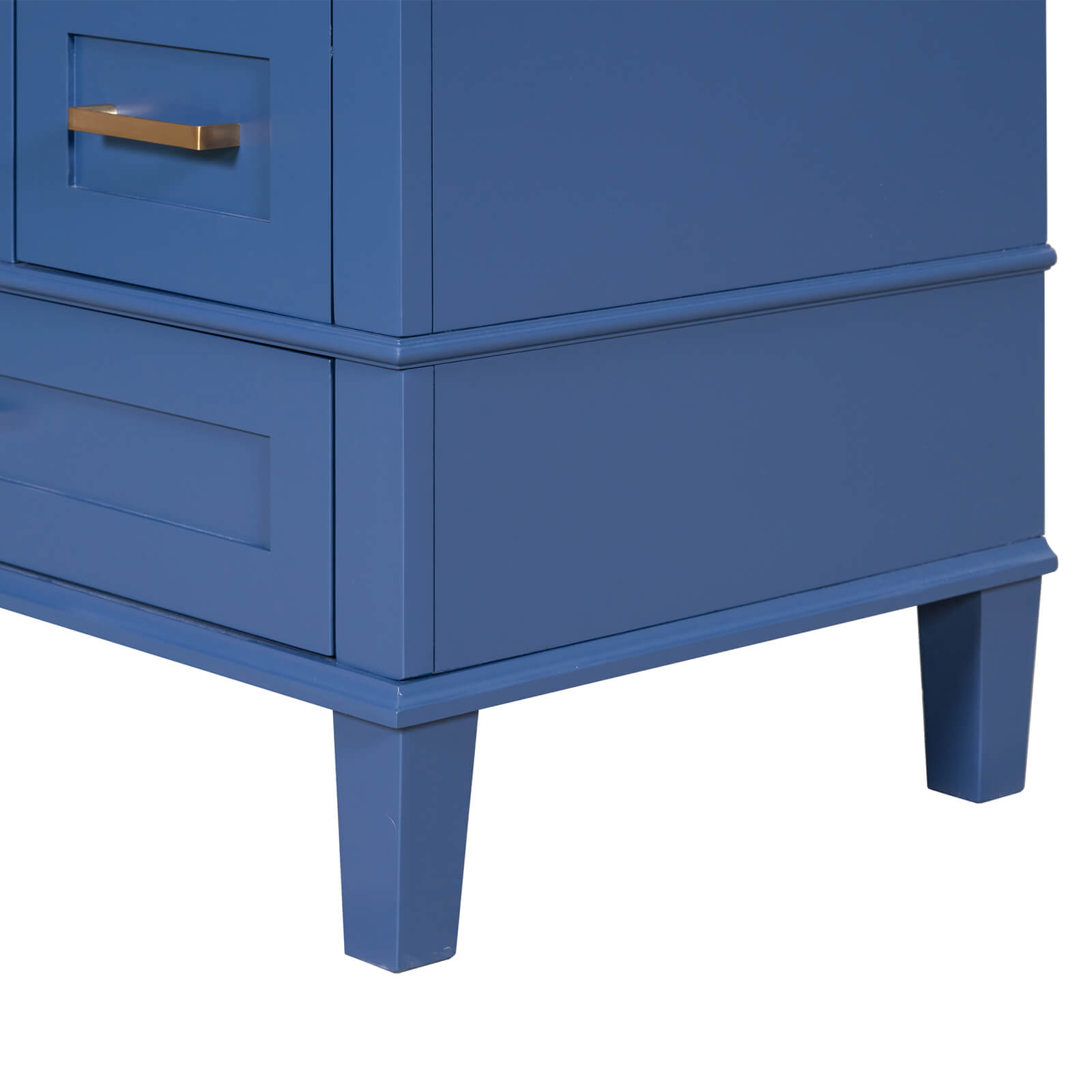 Elegant navy blue vanity with premium solid wood frame