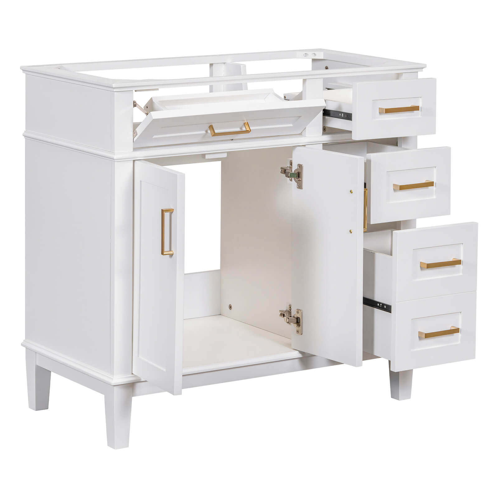 Elegant solid wood vanity with ample storage and soft-closing hinges