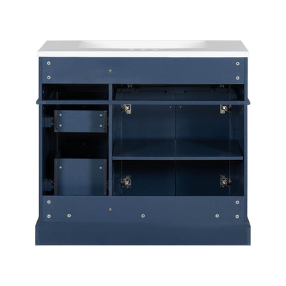 Freestanding 36 IN bathroom vanity with spacious drawers and modern blue finish