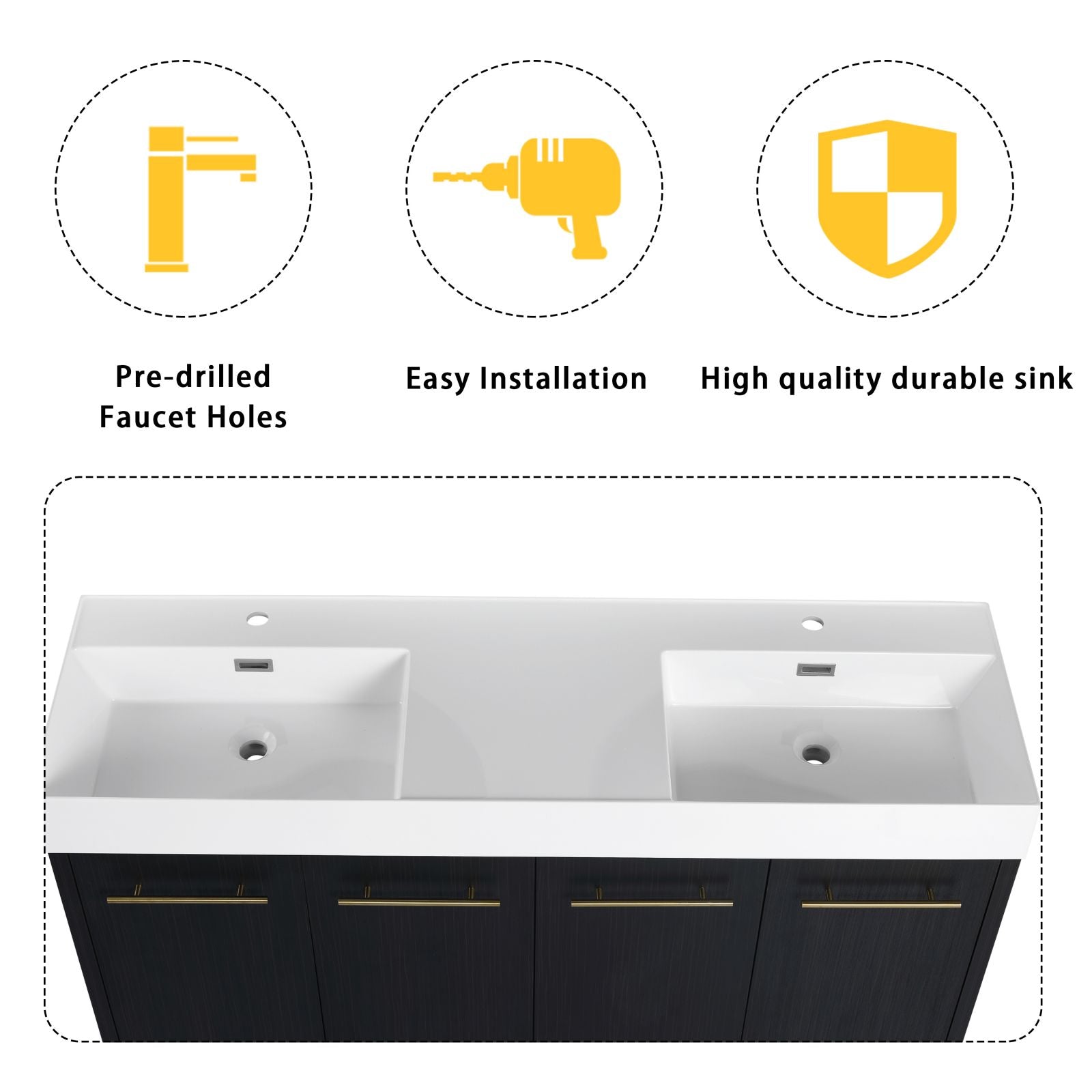 Freestanding Bathroom Vanity with Double Sinks