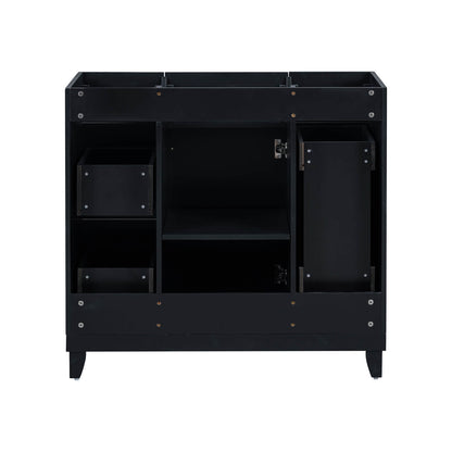 Functional black bathroom vanity with 4 drawers and adjustable cabinet shelf