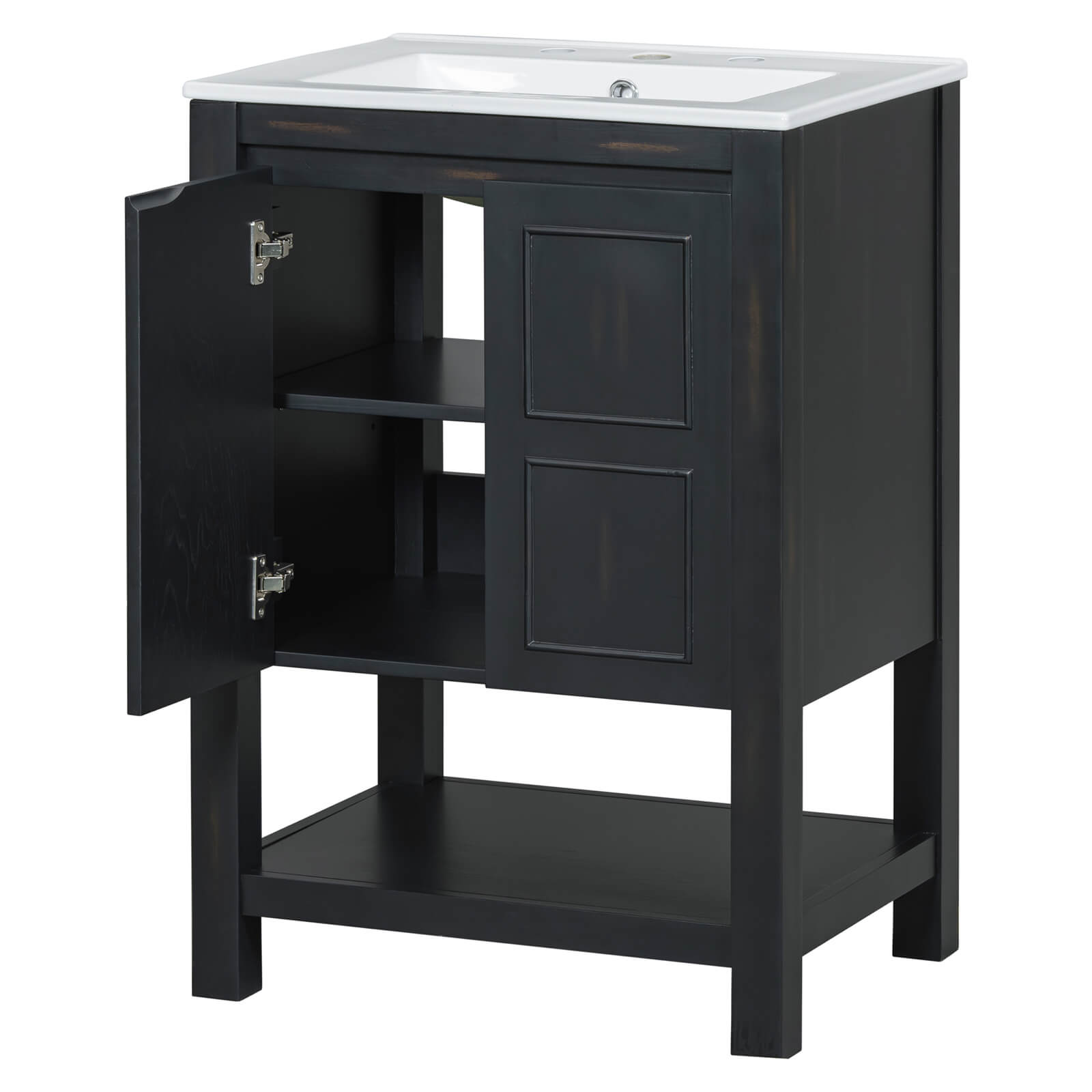 Functional and elegant 24-inch bathroom vanity with weathered antique texture