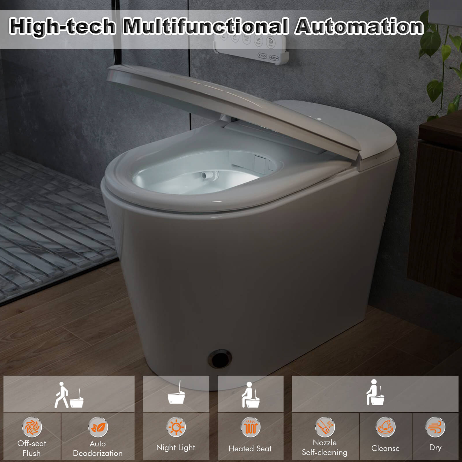 G3 510W smart toilet with automatic seat heating function all automatic functions display