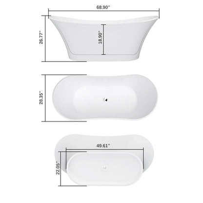 G8 8832W69 bathtub overall dimensions