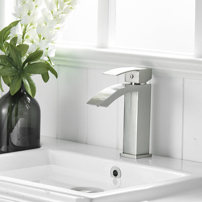 Giving Tree Modern Brushed Nickel Single Handle Single Hole Bathroom Faucet