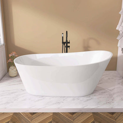 Gloss White 67 Acrylic Reversible Single Slipper Tub