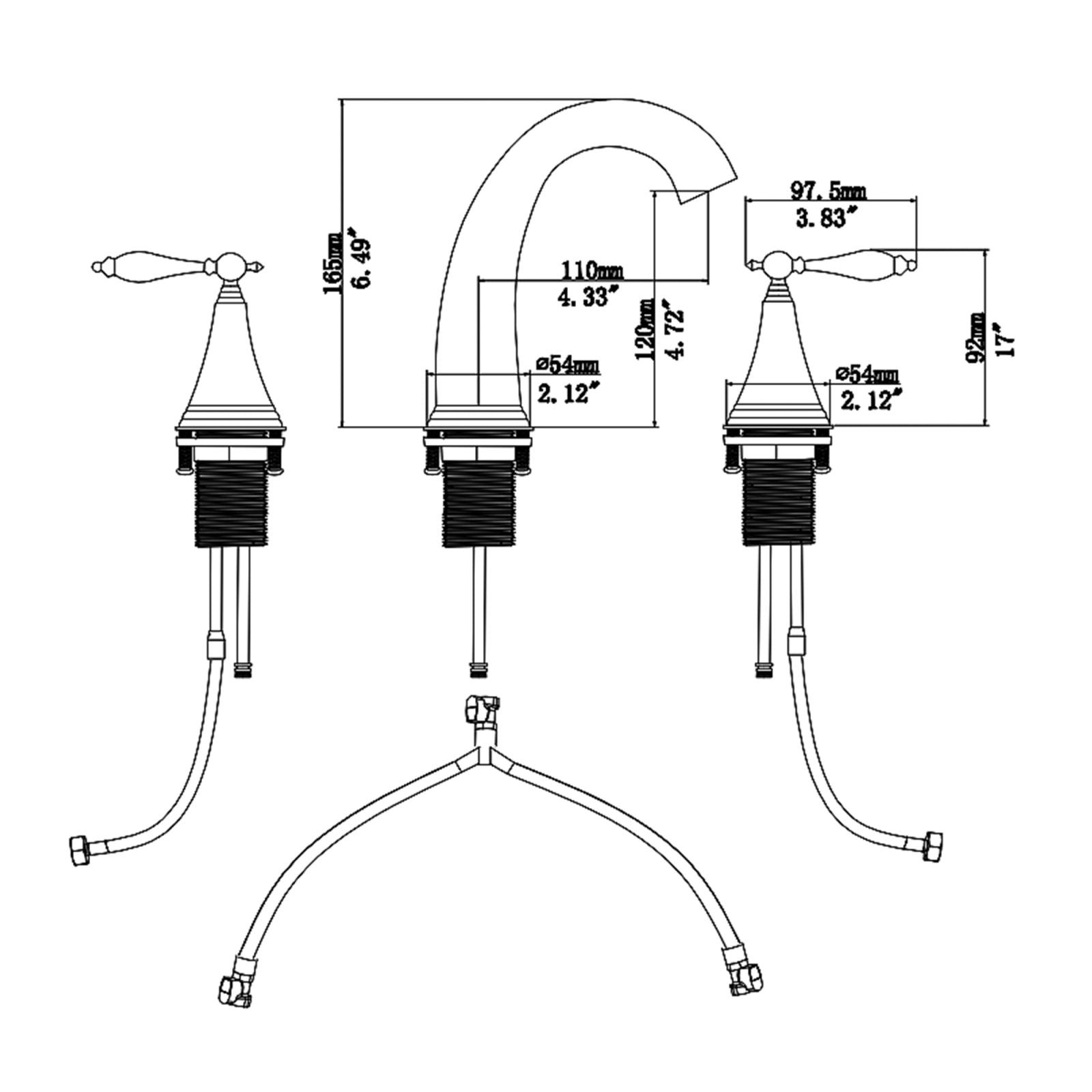 Gold Double Handle Sink Faucet Parameters