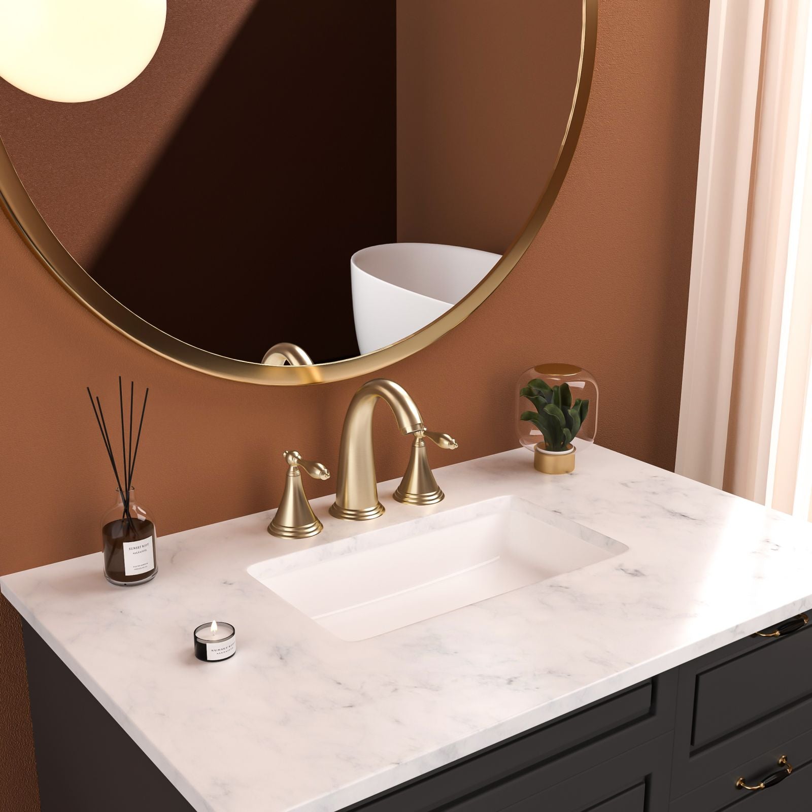 Gold Double Handle Sink Faucet