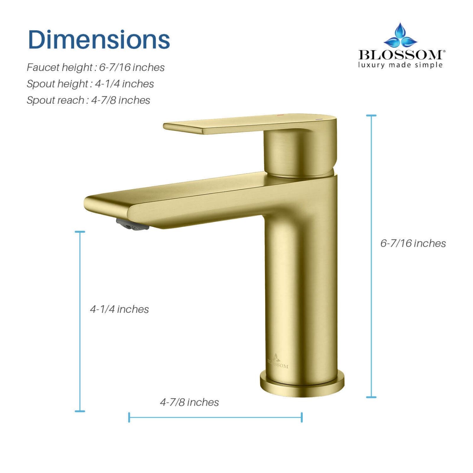 Gold Single Hole Bathroom Sink Faucet Size