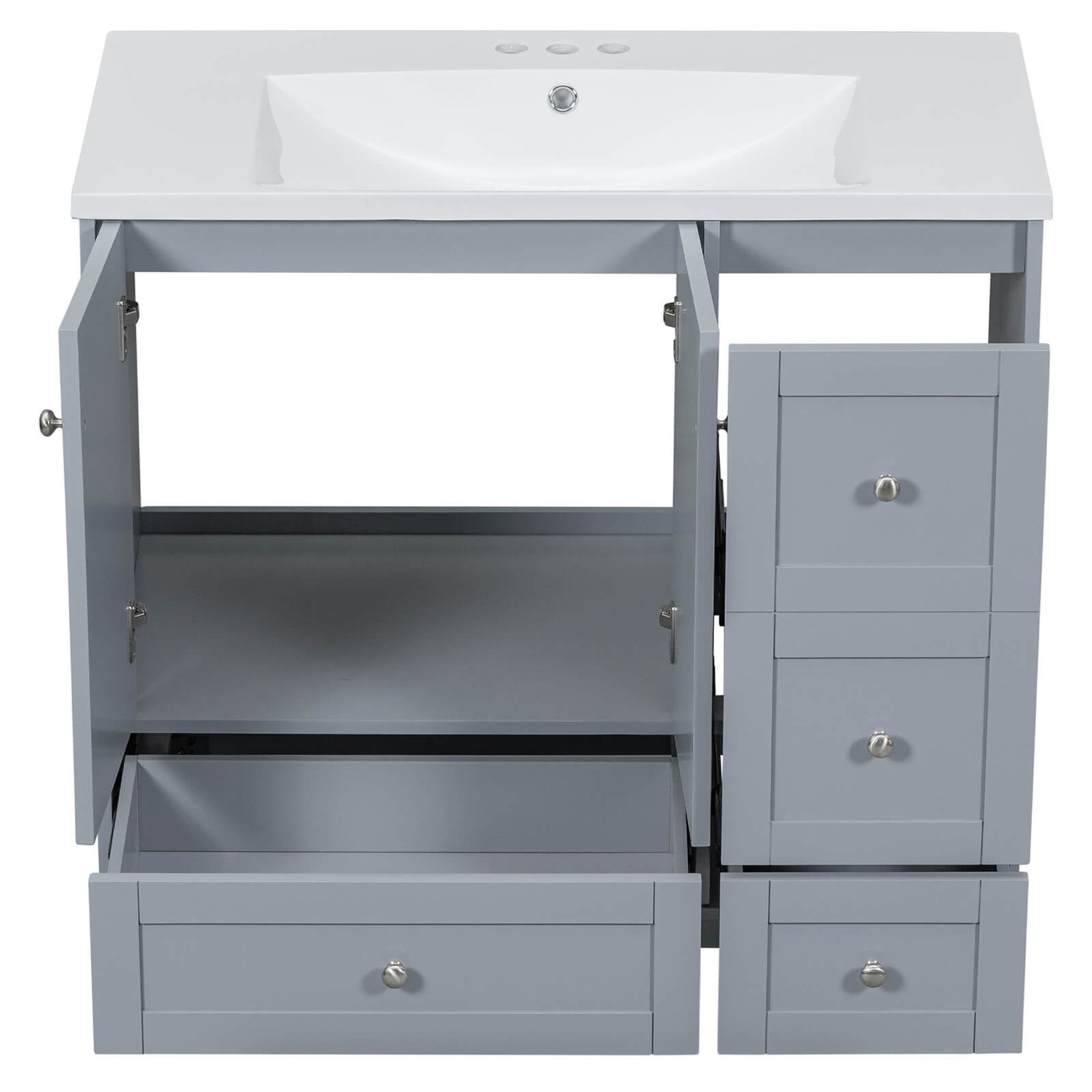 Gray vanity with sleek timeless appeal and free shipping