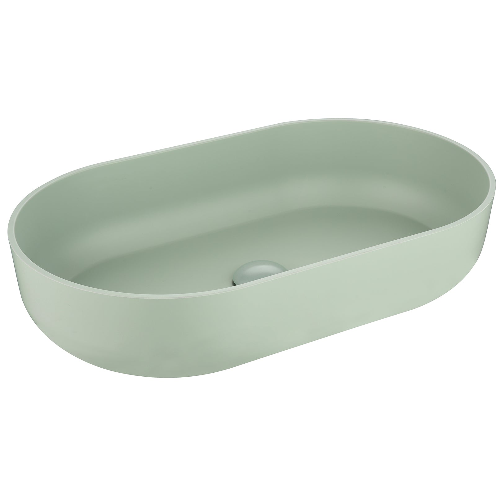 Green 24*14*5.5 Modern Oval Above Bathroom Vessel Sink for Lavatory Vanity Cabinet