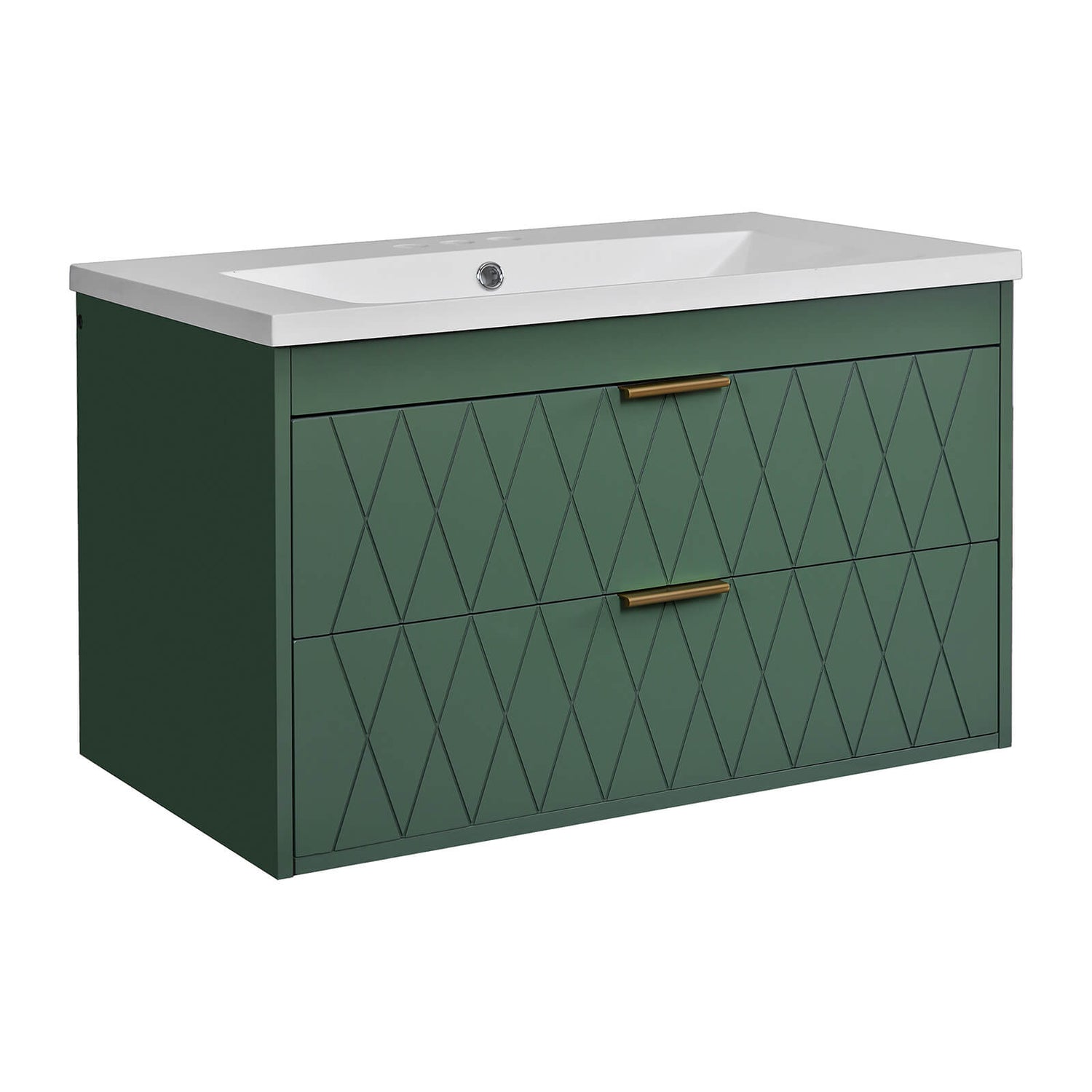 Green Bathroom Vanity with Resin Basin Durable and functional storage