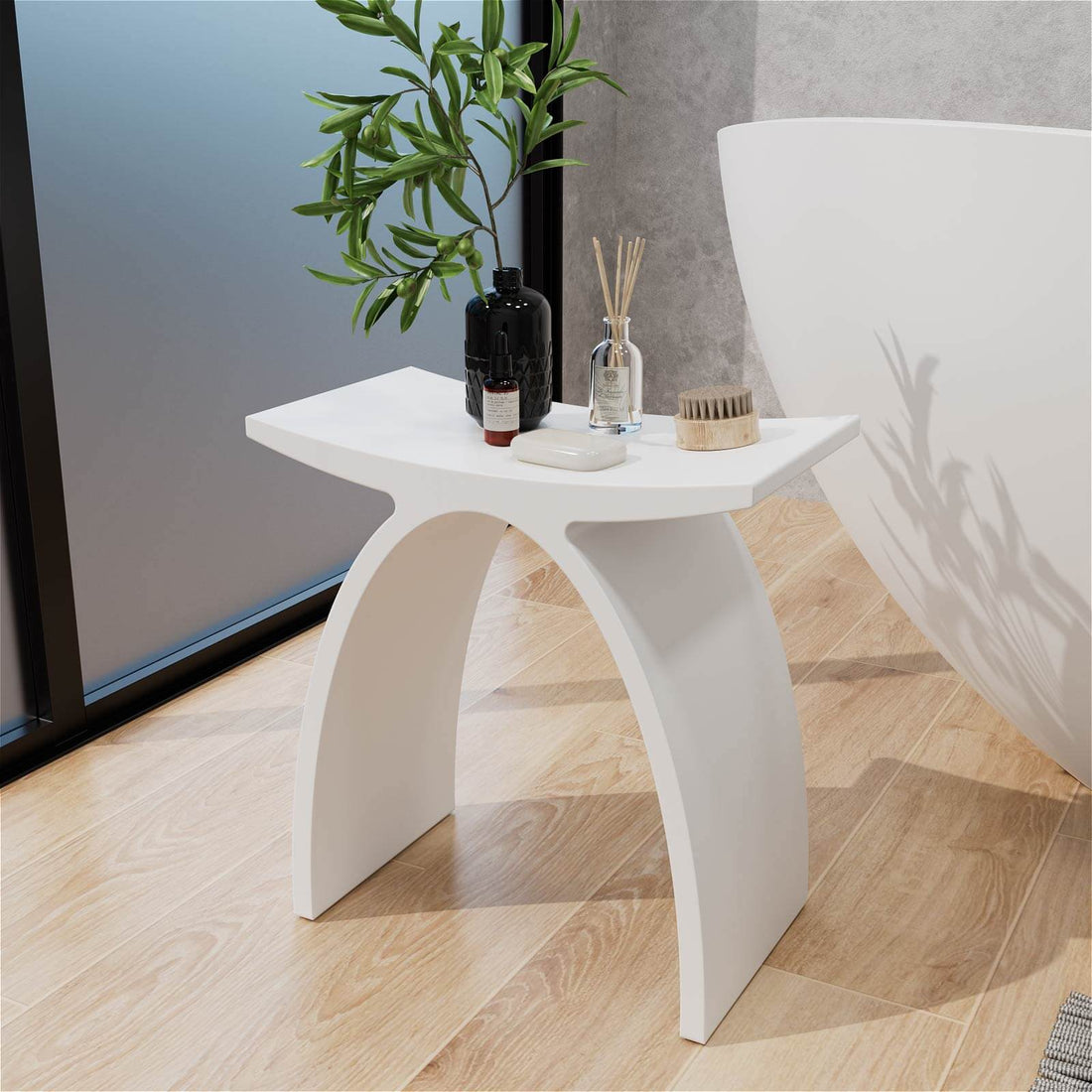 HA8001 MW Stone Resin Bathroom Decorative Stool