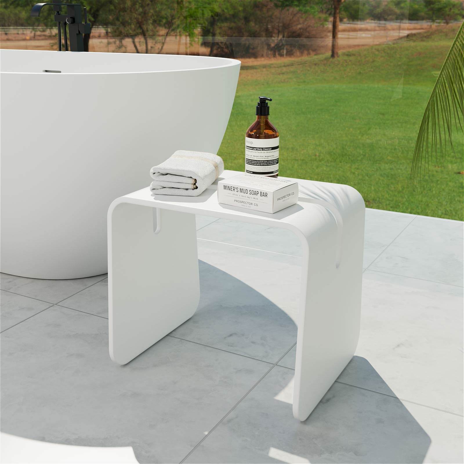 HA8801 MW High Quality Square White Bathroom Stool