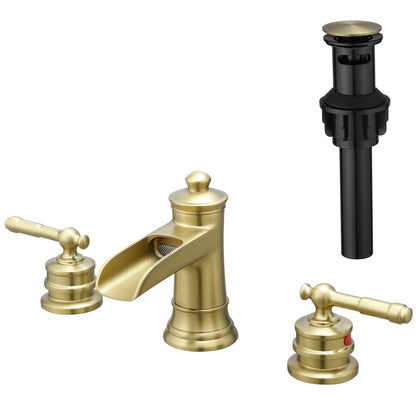 Half Hollow-out Faucet with Pop-Up Drain Gold