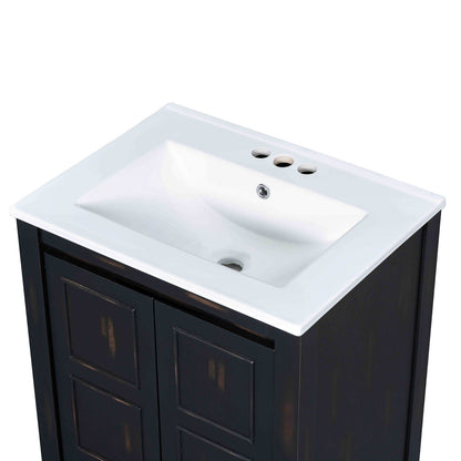 Handcrafted 24-Inch Bathroom Cabinet with Elegant Antique Finish and Modern Touches