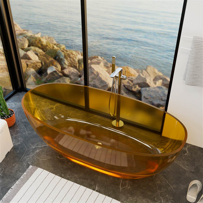 High end freestanding bathtub with a fade resistant Orange design