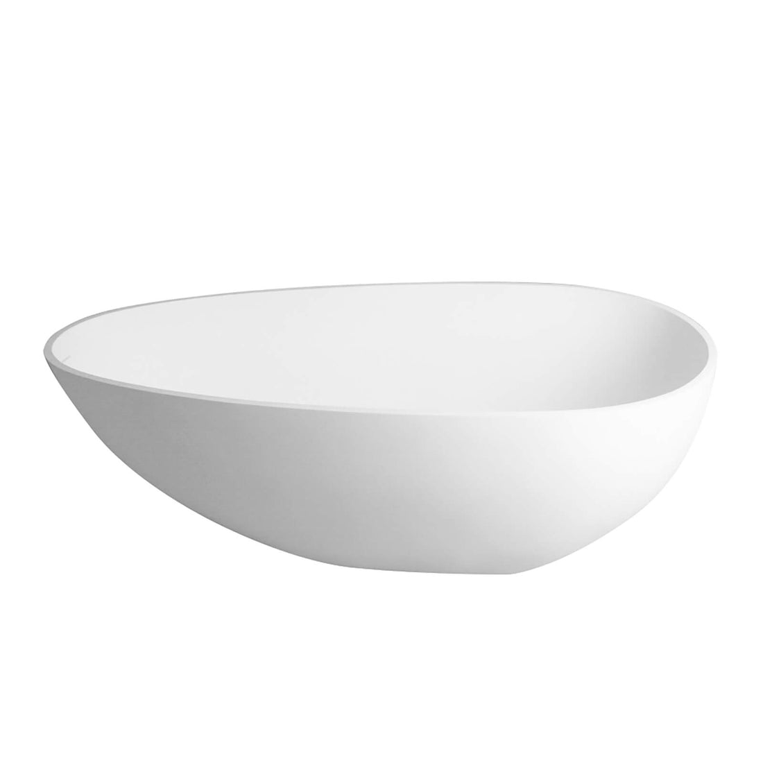 High end mid sized matte white egg shaped solid surface bathtub