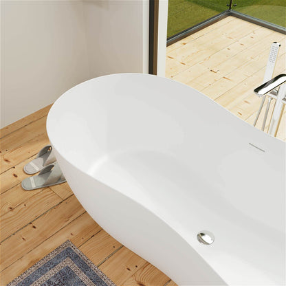 High end solid surface bathtub with smooth satin finish