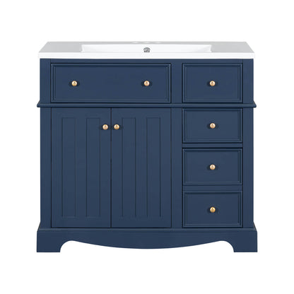 High quality blue bathroom vanity with convenient storage and elegant design