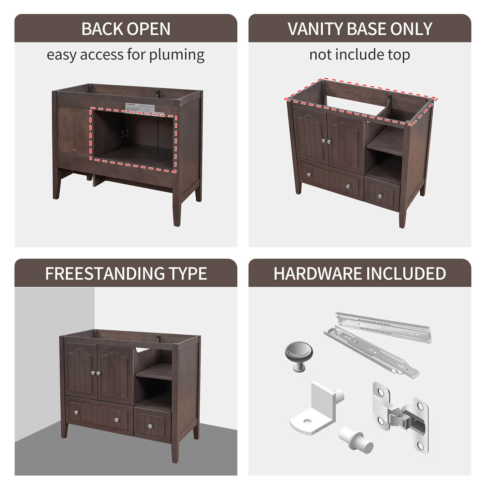 Installation Instructions for 36 inch Brown Bathroom Vanity Cabinet Only