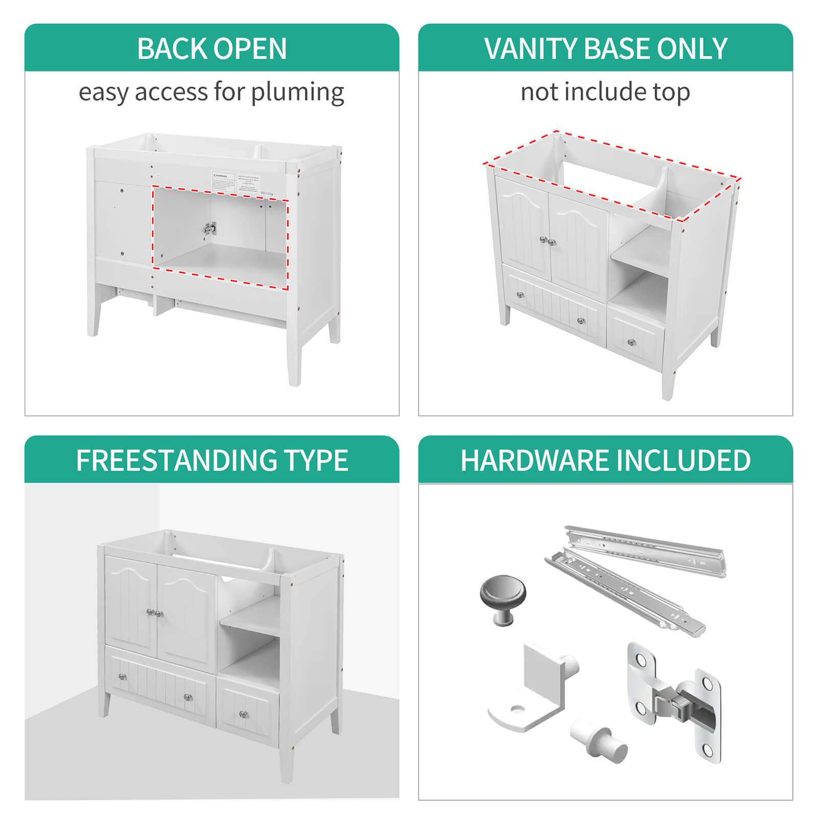 Installation Instructions for 36 inch White Bathroom Vanity Cabinet Only