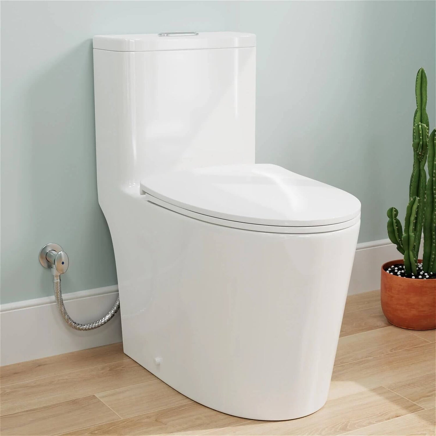 Integrated floor-standing dual flush toilet