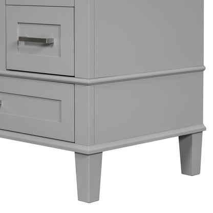 Integrated gray bathroom vanity with smooth operation