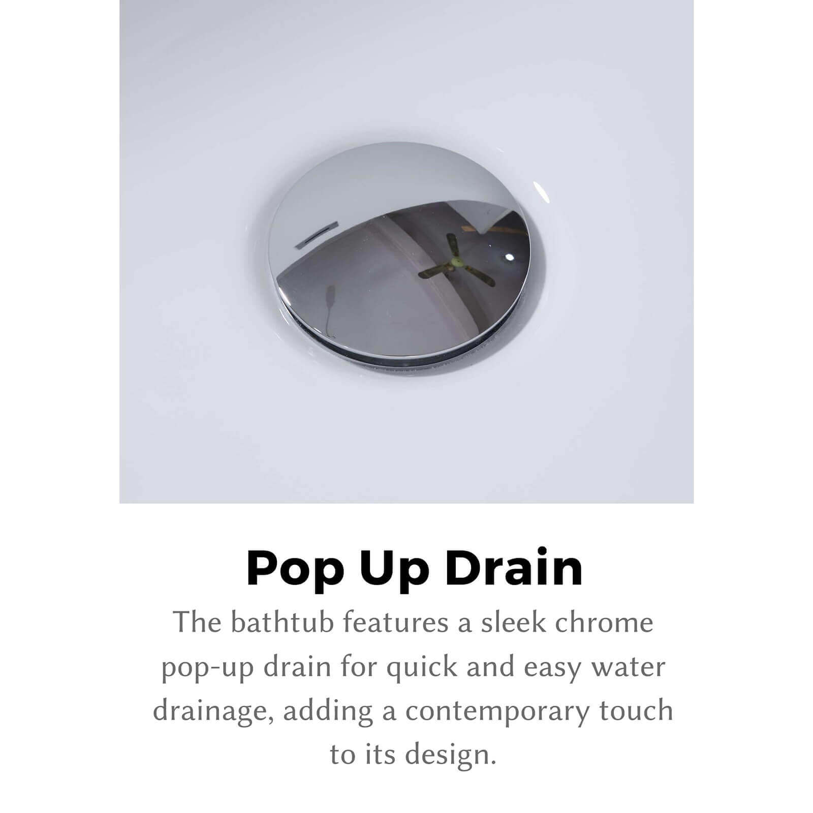 Introduction to pop up drain for 59 inch non porous acrylic bathtub