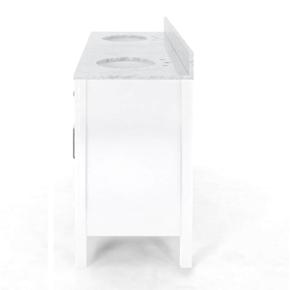 Luxury 73 inch White Plywood Bathroom Vanity with Natural Marble Countertop