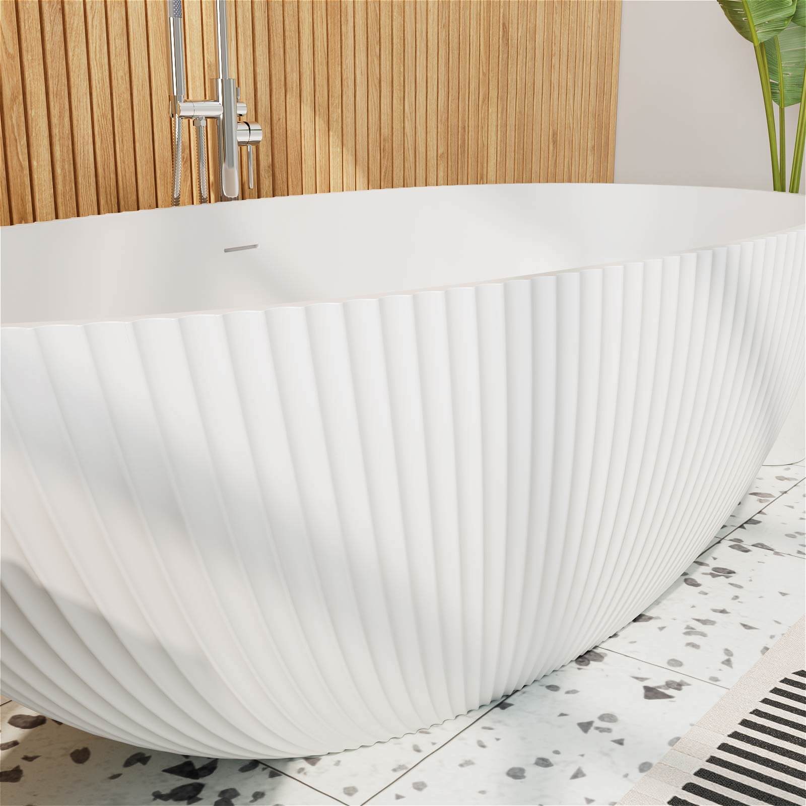 Luxury bathtub with artistic pleated details