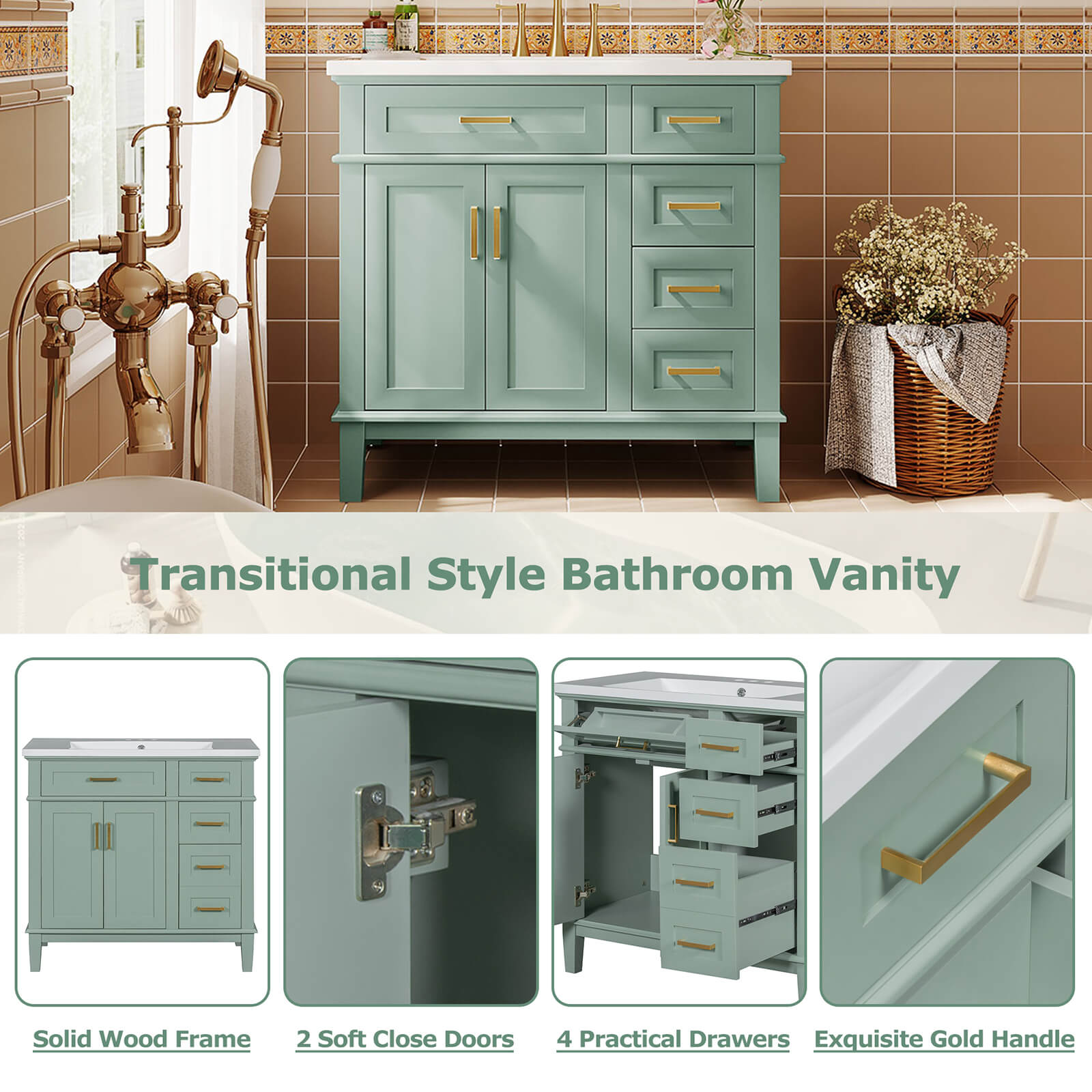 Mint green bathroom vanity ideal for contemporary spaces