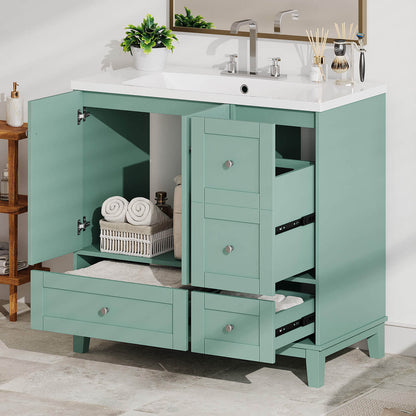 Mint green vanity with dual USB charging ports