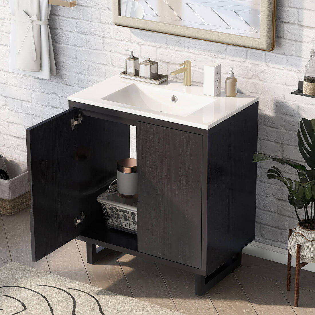 Modern 30 in Black Bathroom Vanity with a stylish_ minimalist design